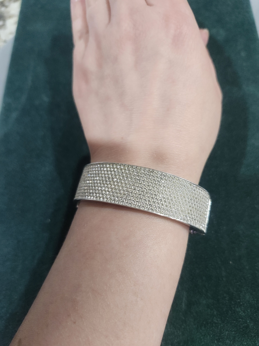 Wide Swarovski Crystal Pavé Bangle Bracelet